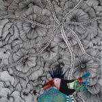 Der Glücksvogel-Geh' ins Licht mit offenen Armen - Collage, 36x48cm