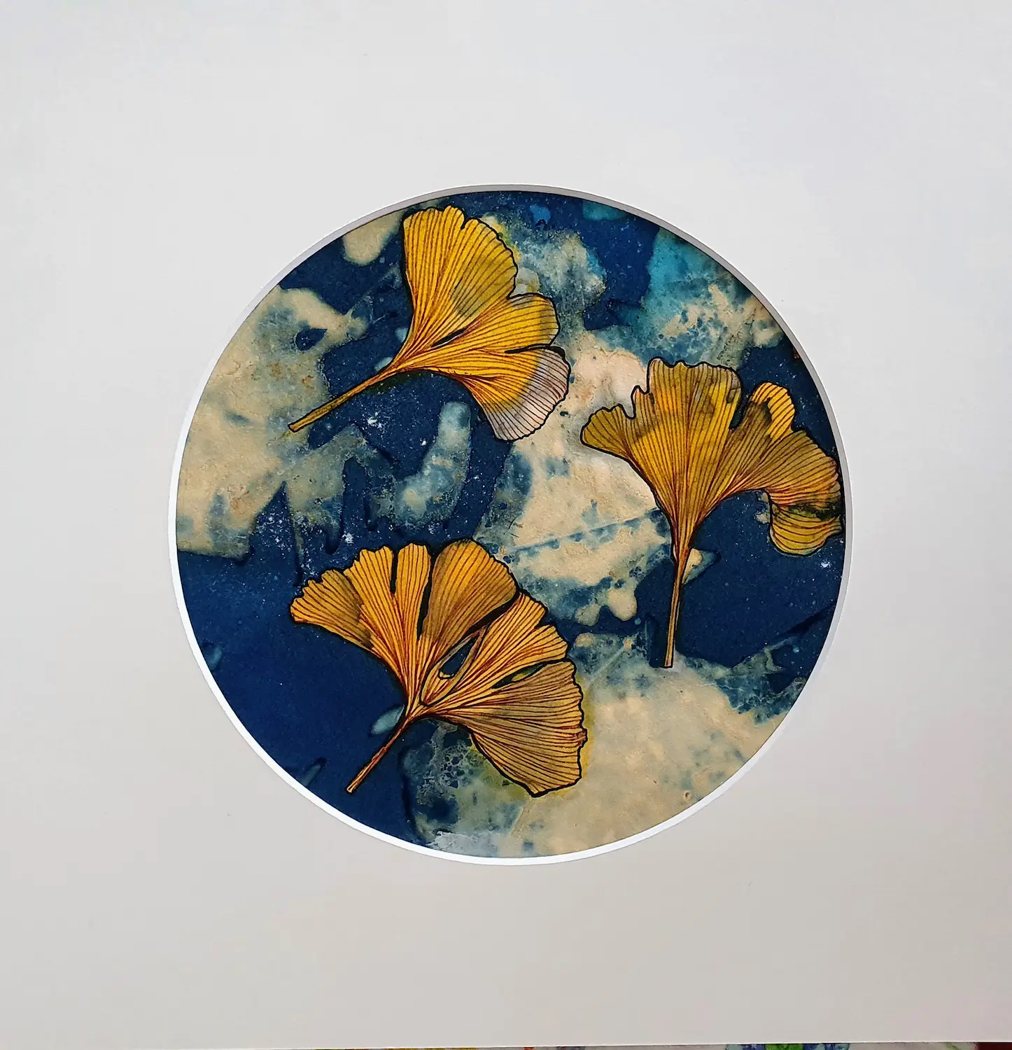 Der Goldrausch - Cyanotypie, 20cm Durchmesser