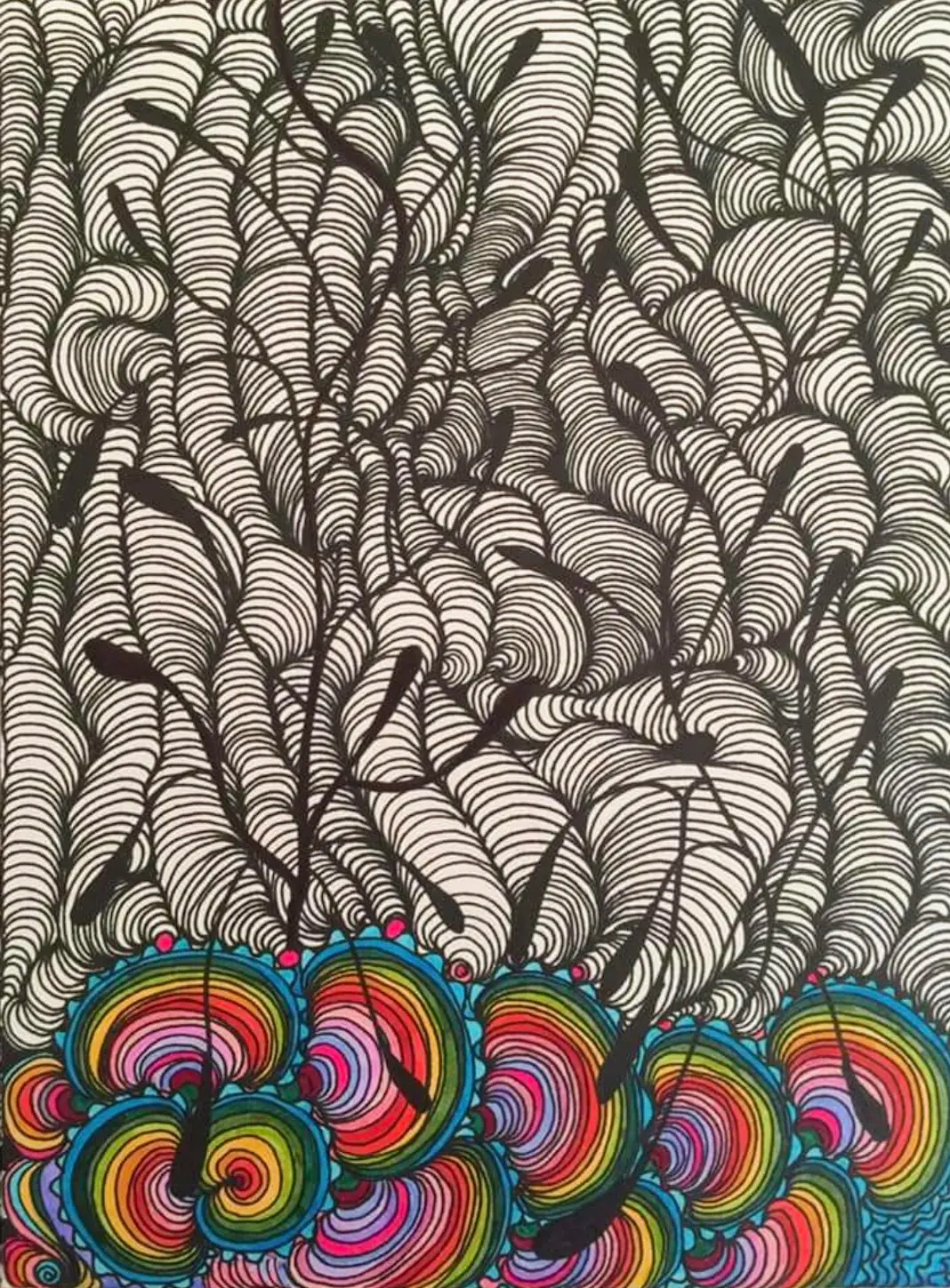 Der Regenbogen - Meditatives Zeichnen, Illustration, 24x32cm