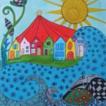 Die 3. Corona-Welle und trotzdem scheint die Sonne - Naive Welt, 30x40cm