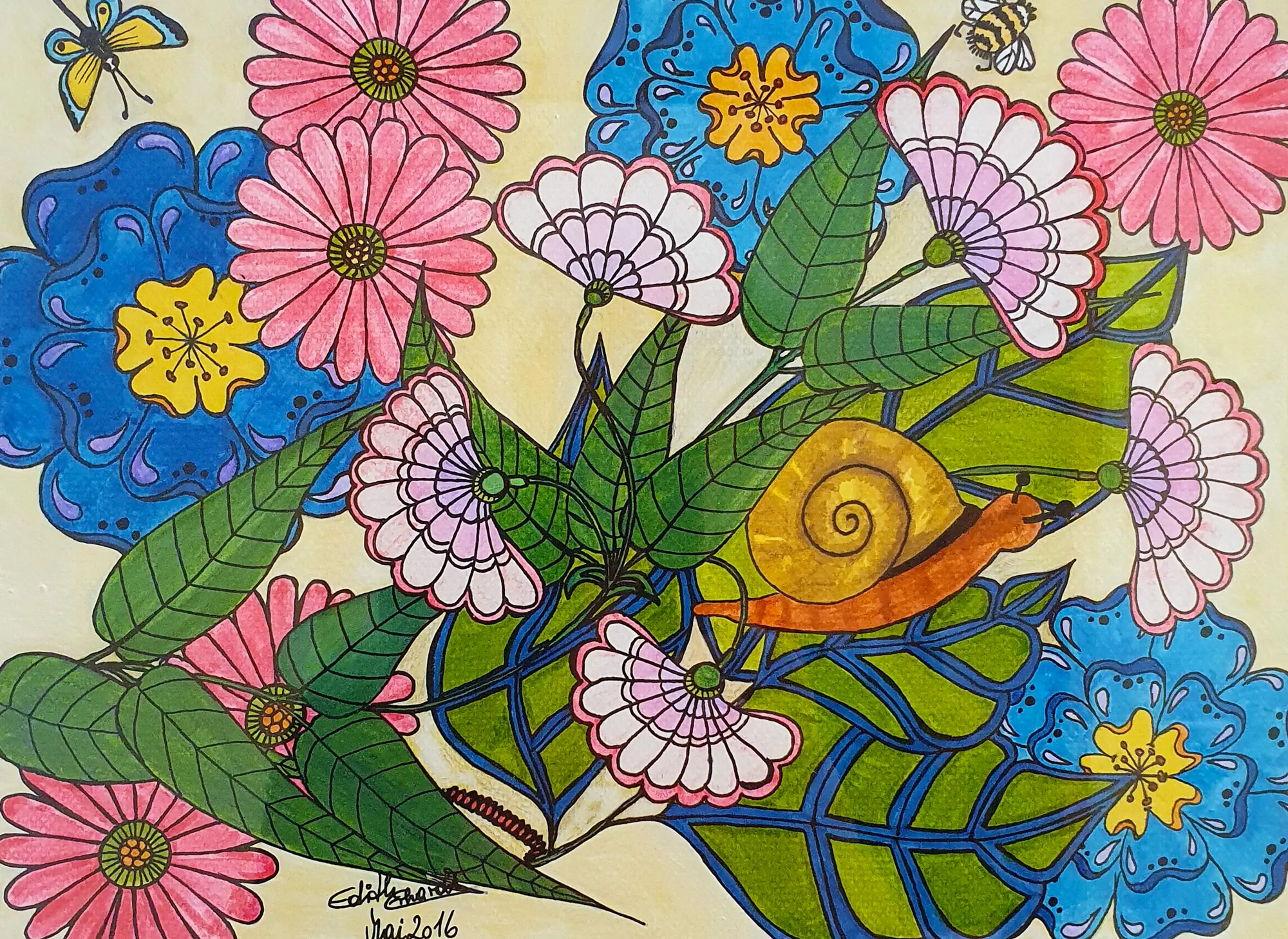 Flowerpower - Naive Welt, 24x32cm