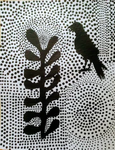 Guten Tag liebes Glück, der Rabe - Collage, 49x64cm