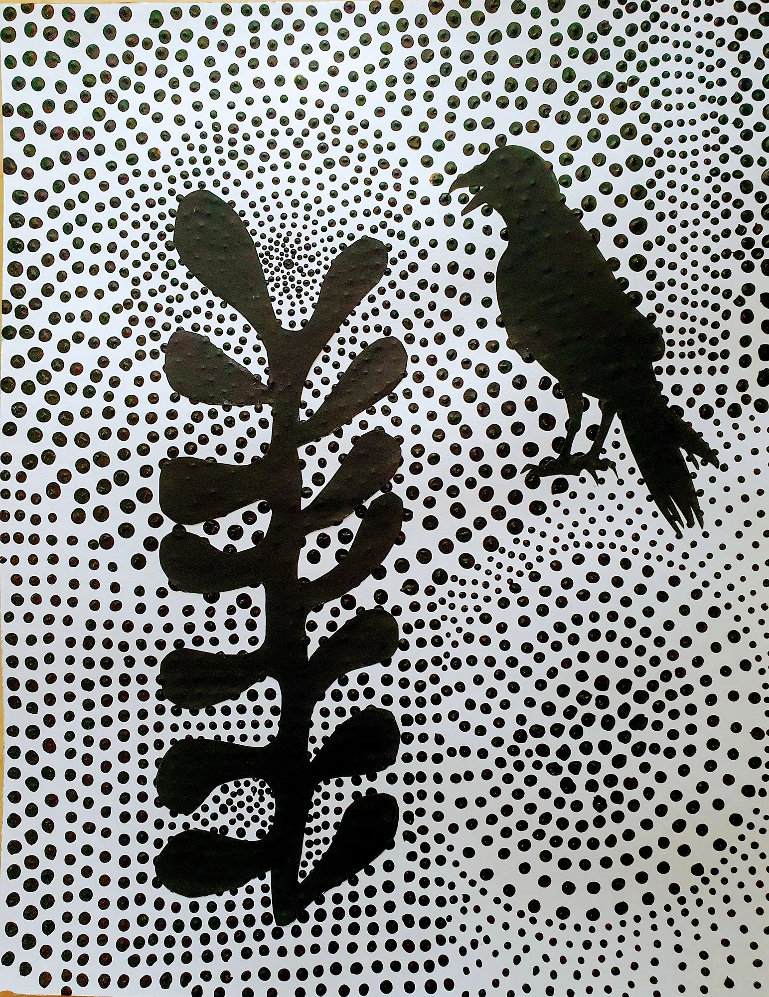 Guten Tag liebes Glück, der Rabe - Collage, 49x64cm