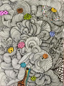 Lächeln ist die schönste Sprache der Welt - Meditatives Zeichnen, Illustration, 24x32cm