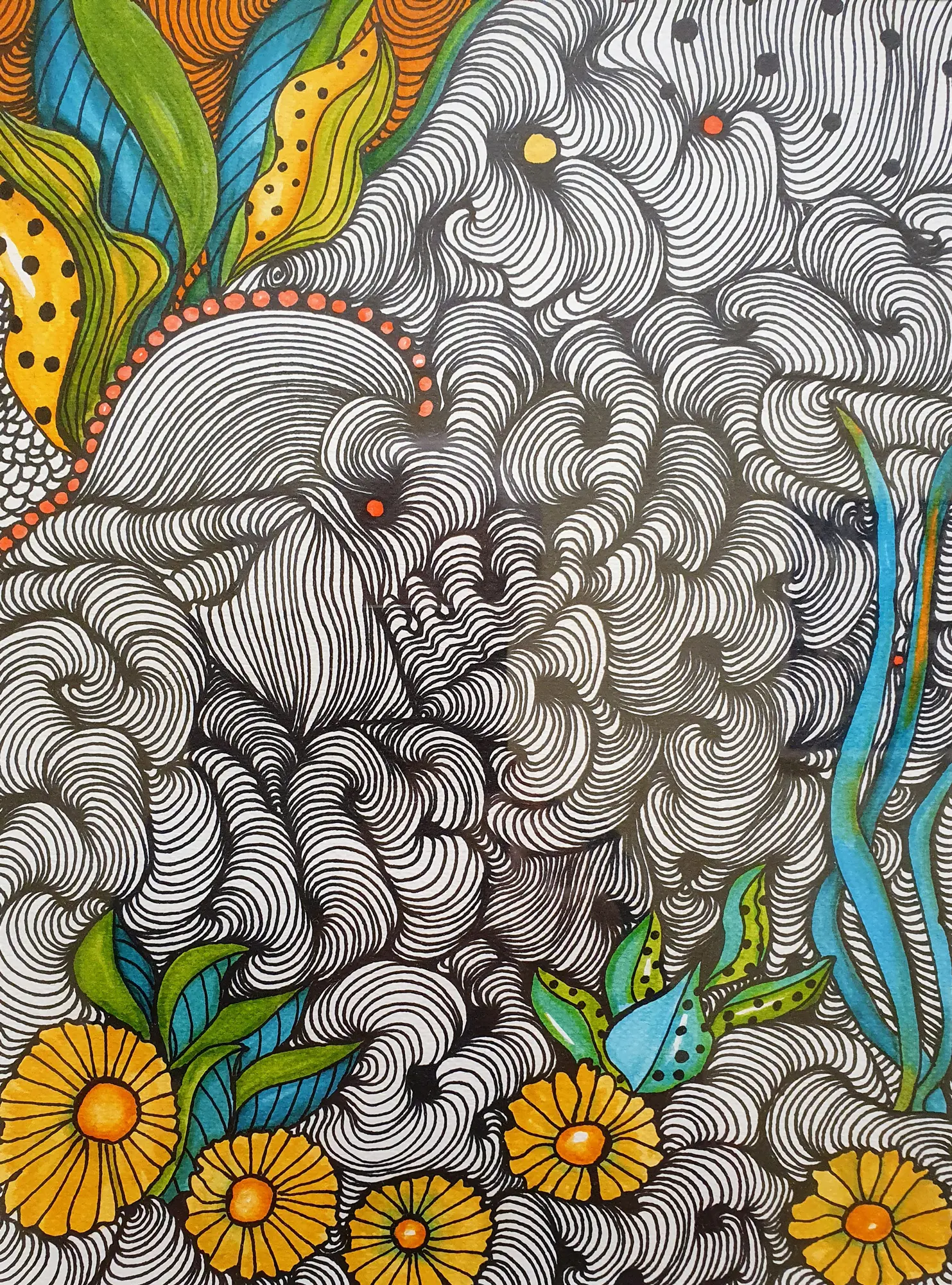 Lass die Sonne in dein Herz - Meditatives Zeichnen, Illustration, 24x32cm