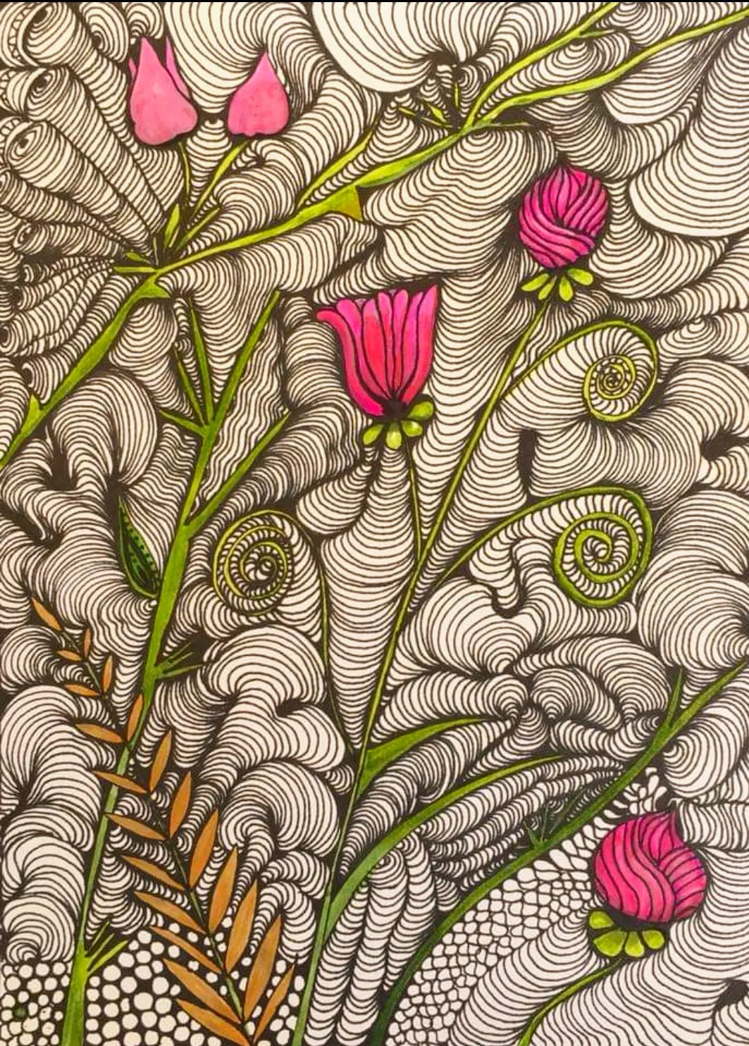 Quelle der Lust - Meditatives Zeichnen, Illustration, 24x32cm