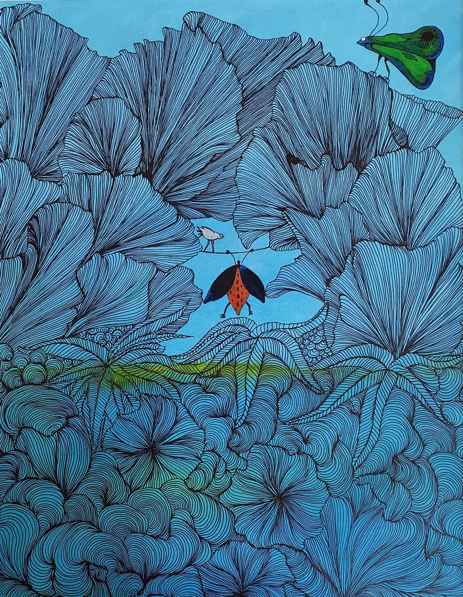 Schwerelos - Meditatives Zeichnen, Illustration, 36x42cm