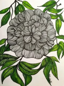 Köstliche Blume - Meditatives Zeichnen, Illustration, 24x32cm